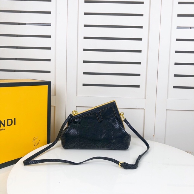 Fendi First Crossbody Bag In Black Snakeskin Code: 1129#/1127#