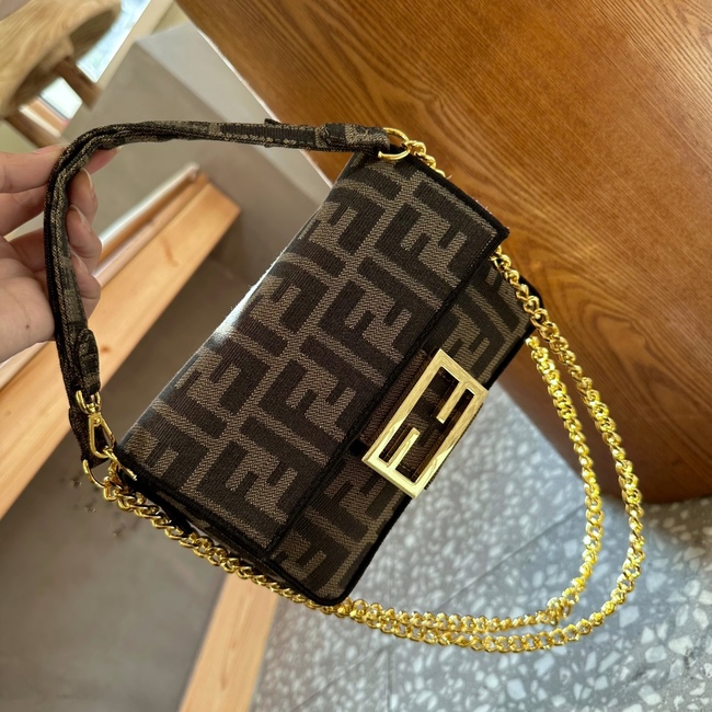 Fendi Lettered Full Leather Baguette Bag