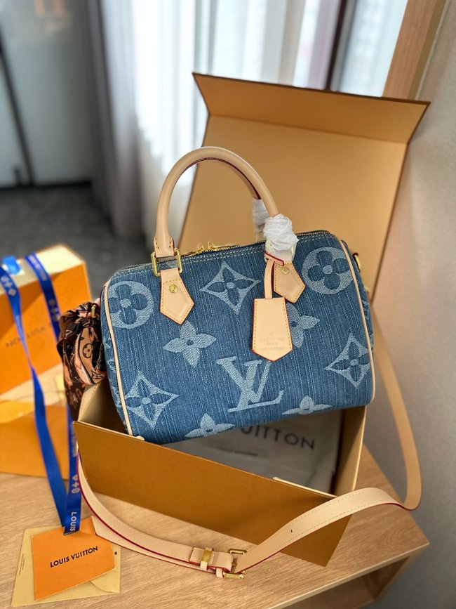 Louis Vuitton Classic Pattern Denim Pillow Bag 