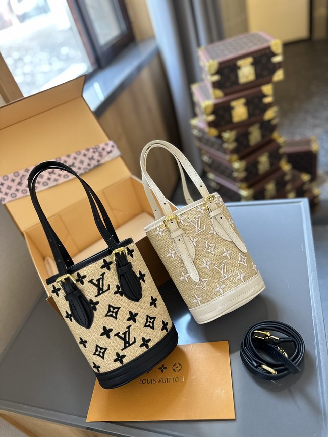 Louis Vuitton Straw Mini Bucket Bag 