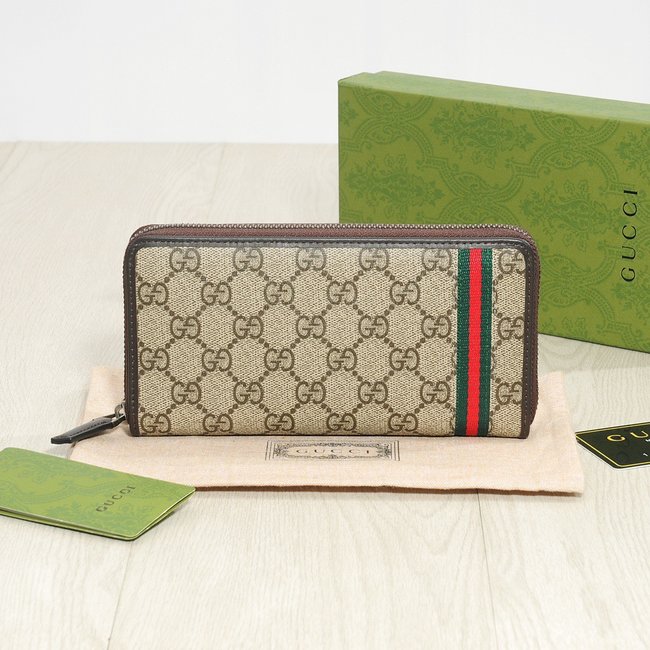 Gucci Original Cowhide Leather With Pvc Zipper Clutch 