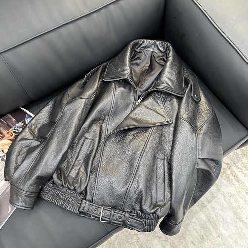 Yves Saint Laurent Punk-Style Bubble Lambskin Motorcycle Jacket