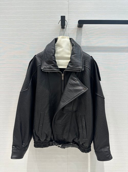 Yves Saint Laurent YSL Rose-inspired Vintage Double - Collar Motorcycle Leather Jacket