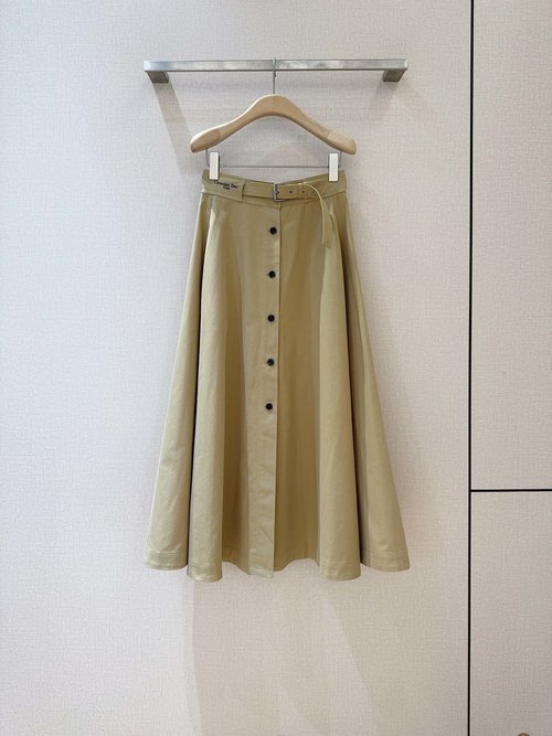 Dior Mid-Length Solid Color Cotton A-Line Half Skirt