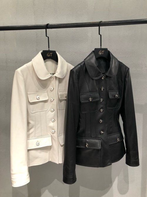 Chanel Vintage Black Sheepskin Coat with Good Fit and Waist-Slimming Design