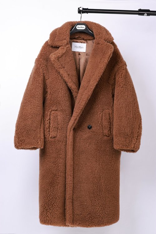 Max Mara Long Teddy Bear Coat in Caramel, Alpaca, Wool and Silk Blend