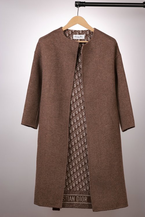 Dior Luxurious Long Wool Overcoat with Round Collar, Multiple Colors, Comes with Dust Bag