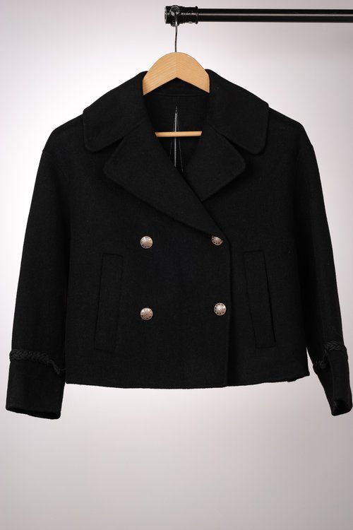 Dior Five - Pointed Star Short Wool - Cashmere Coat in Black, White and Camel with Dust Bag