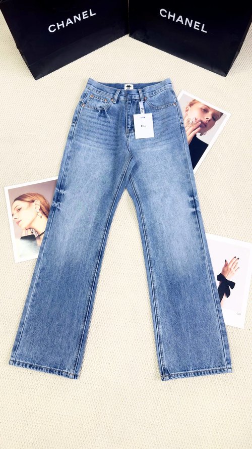 Dior Trouser-Leg Printed Rolled Jeans