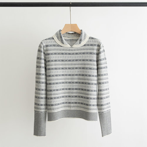 Thom Browne Fair Isle Pattern Peter Pan Collar Sweater in Premium Blend