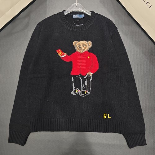 Polo Ralph Lauren Bear Embroidery Wool Blend Sweater, Festive Look
