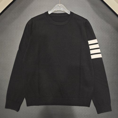 Thom Browne Wool Four-stripe Round-neck Long-sleeve Top