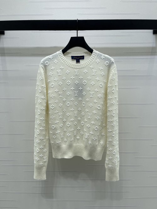 Louis Vuitton Embroidered Jacquard Pullover Sweater with LV Style