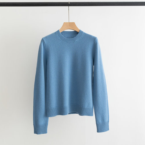 Max Mara Versatile Round - neck Cashmere Blend Sweater in Subtle Colors (Yellow, Pink, Blue & Camel)