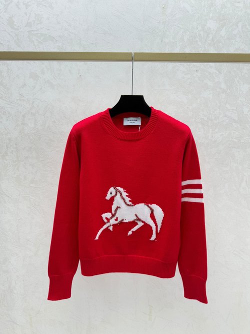 Thom Browne Packaged Collision-color Pony Studded Round-neck Knit