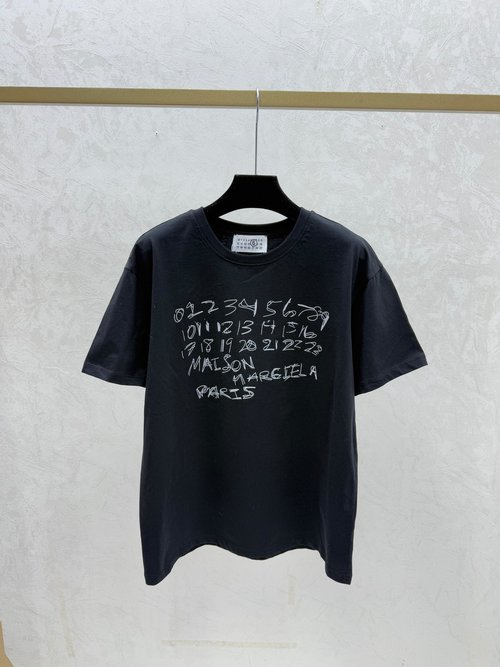 Maison Margiela Apricot & Black Knit Top with Contrast Letters