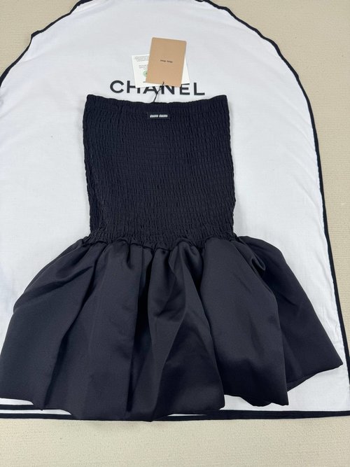 Miu Miu Detailed Photos of Alluring Strapless Dresses