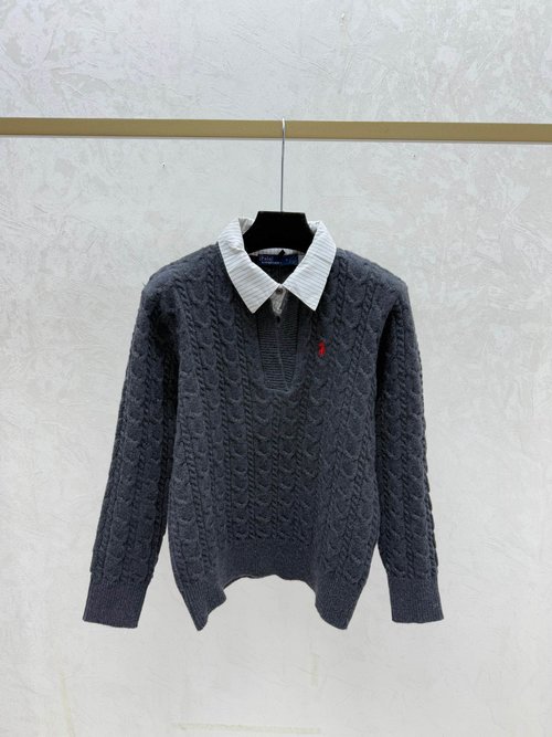 Polo Ralph Lauren Contrast Color Lapel Knit Long Sleeve in 3 Colors