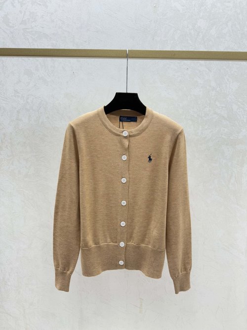 Polo Ralph Lauren Solid Color Round Neck Long-sleeved Knitted Cardigan