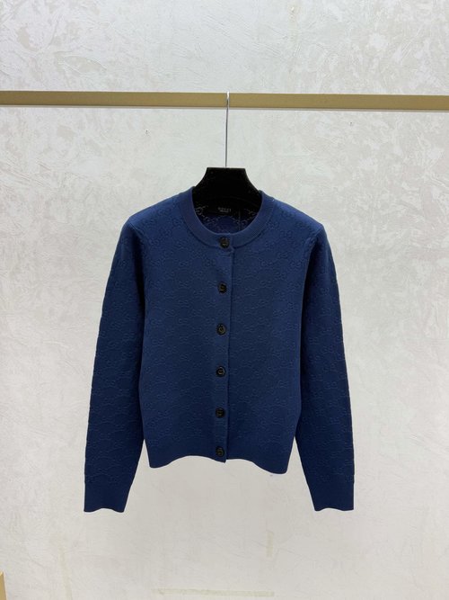 Gucci Solid Color Floral Letter Round Neck Long Sleeve in Pink, Royal Blue