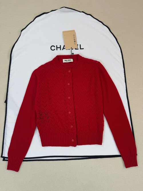 Miu Miu Elegant Knit Cardigan Detailed View