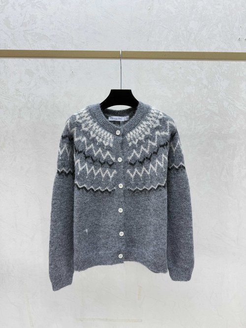Loewe Early Autumn Solid Knit Cardigan with Hollowed Sequins