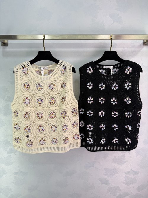 Chanel Sweater Hollow Crochet Wool Vest