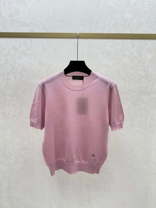 Prada Simple Solid-Color Round-Neck Knitted Short-Sleeve Top