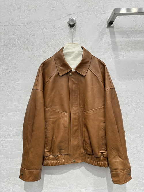 Yves Saint Laurent Exclusive High-end Authentic Barn-style Lamb Leather Motorcycle Jacket