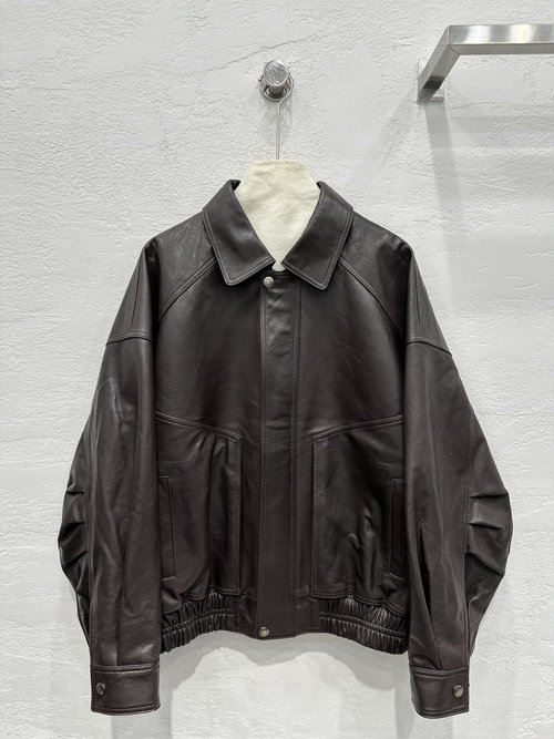 Yves Saint Laurent Classic Barn-style Premium Lambskin Motorcycle Jacket with Lapel