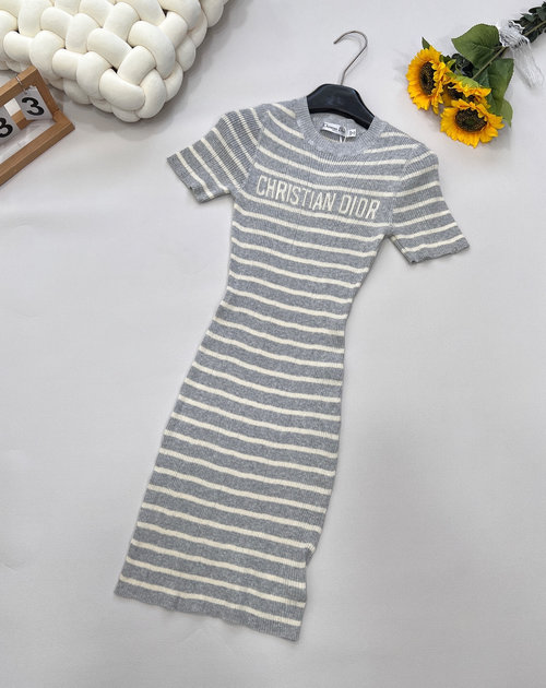 Dior Stylish Striped Dress with Classic Design and Sweet Collar