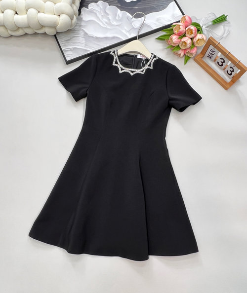 Valentino Stylish Studded Round Neck Dress with Waist-Slimming Feature