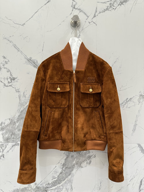 Miu Miu Vintage Embroidered Loose-Fit Suede Jacket