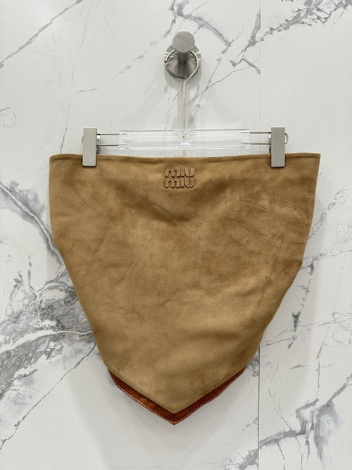 Miu Miu Elegant Leather Crop Top, an Essential Layering Piece