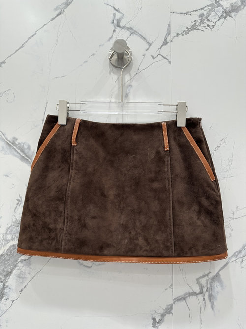 Miu Miu Classic and Streamlined Suede Mini Skirt