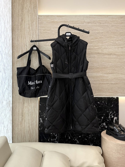 Max Mara Multi-Color Diamond-Patterned White Goose Down Sleeveless Vest