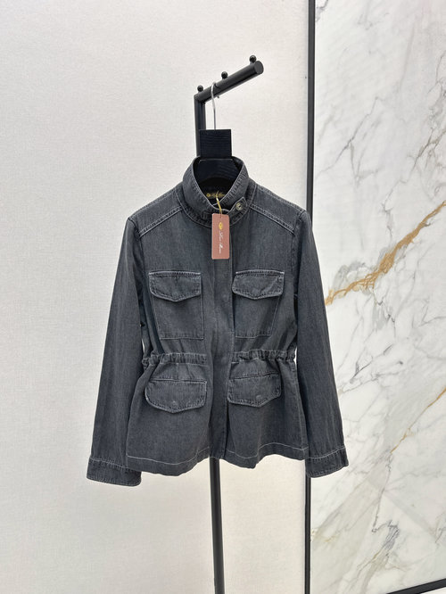 Loro Piana Relaxed Old Money-Style Drawstring Waist Denim Jacket