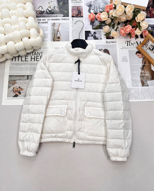 Moncler Thin Down Jacket with Collar Design and Logo Patch