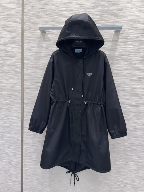 Prada Fashionable Adjustable - Silhouette Hooded Long Coat