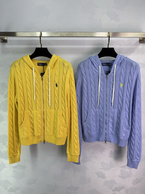 Polo Ralph Lauren Fashionable Hooded Knit Cardigan with Twisted Stitching