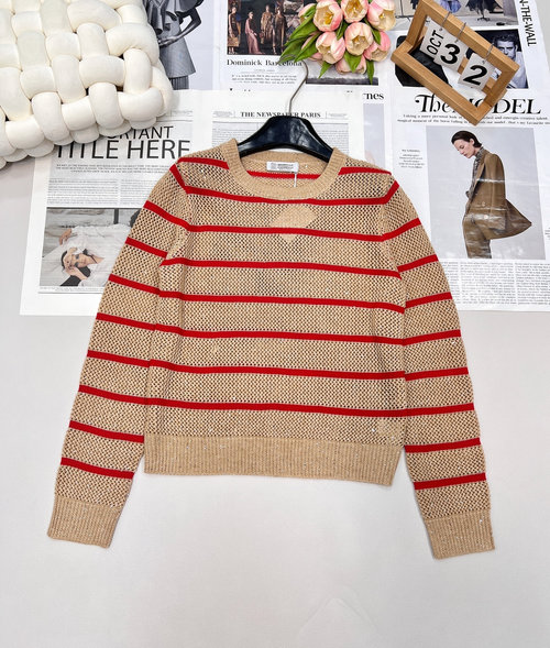 Loewe Round-neck Sequined Hollow-knit Top in Custom Wool