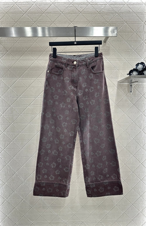 Chanel Straight-Leg Laser Jeans with Camellia and Double C Logos