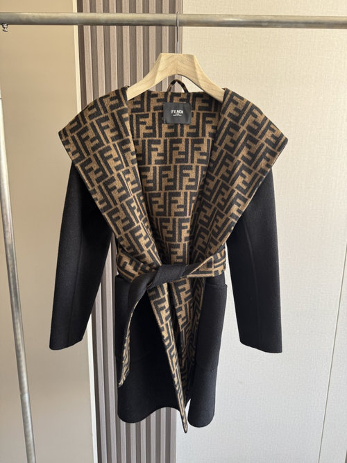 Fendi High-Quality Black Long Coat with Dust Bag