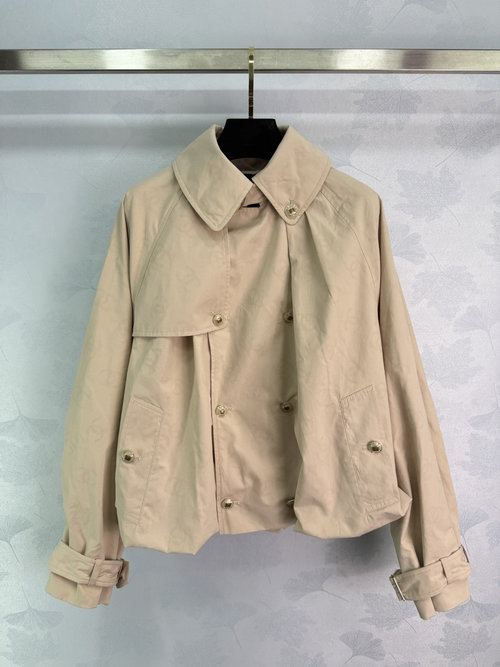 Chanel Elegant Trench Coat with Double C Watermark, Creative Design and Comfortable