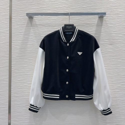 Prada Trendy Outerwear with Exclusive Logo and Spliced Fabric