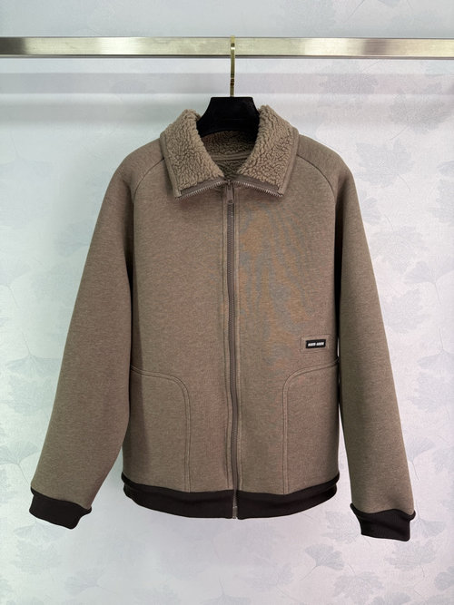 Miu Miu Stylish Lambswool Jacket with Distinctive Logo