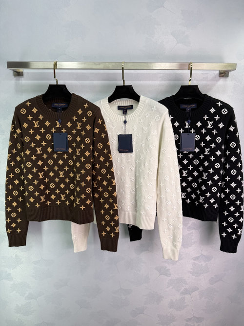 Louis Vuitton Embroidery Jacquard Cashmere Pullover, Fashionable and Cozy
