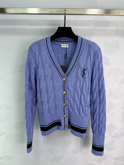 Yves Saint Laurent Twisted Knit V-neck Cardigan for Understated French Chic