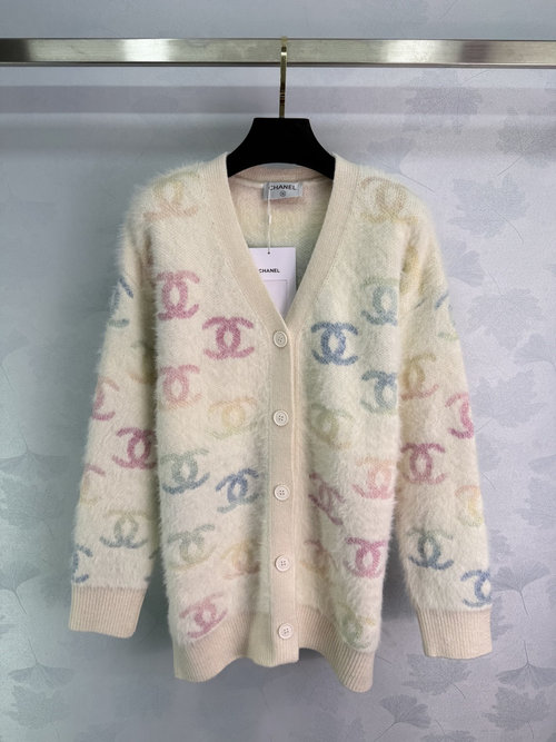 Chanel Colorful Double C Mohair Long Sleeve Cardigan with Gradient Design