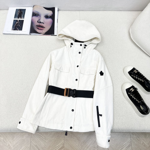 Moncler Stylish and Slimming Ski Corduroy Windbreaker with Logo Belt